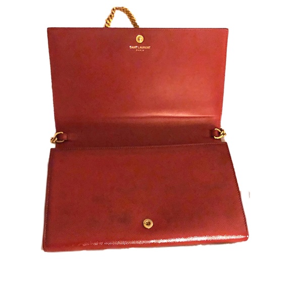 Authentic Saint Laurent Red Clutch with Chain - Picture 6 of 8